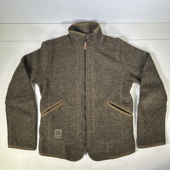 66 North Iceland Full Zip Gola Jacket Women’s M Wool Blend Brown Mock Neck - Picture 1 of 9